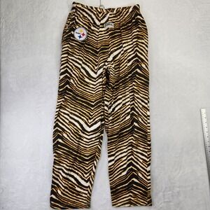 Zubaz Pittsburgh Steelers Mens Large Zebra Print Lounge Pants Black Gold White